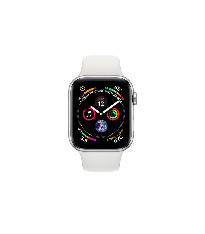 silver aluminum case with white sport band